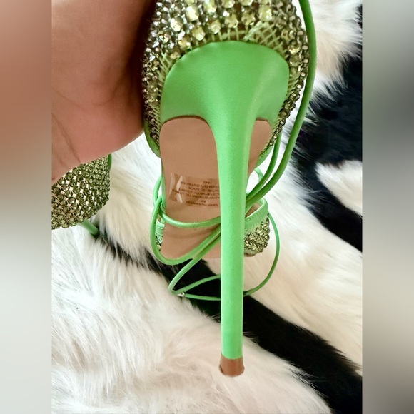 Steve Madden Vanity Green Rhinestone Lace-Up Heels Size 8 - Picture 7 of 9